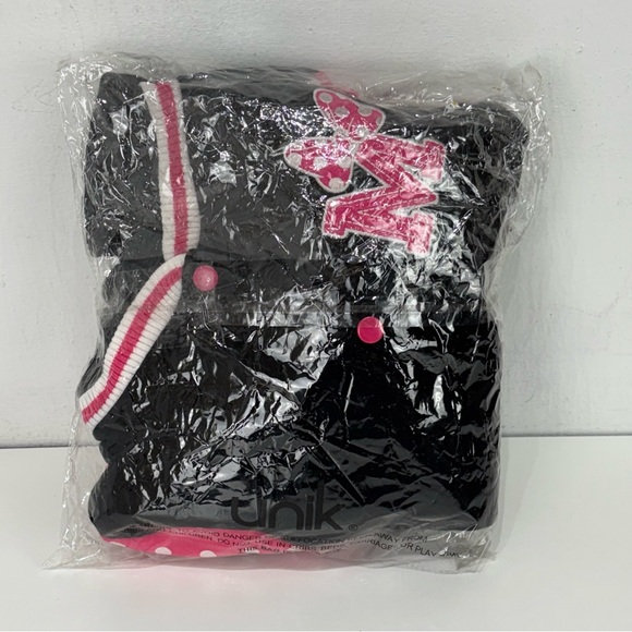 unik Mini Bow Girl Varsity Embroidered Fleece Jacket with Polka Dot Sleeves XL - Picture 16 of 17